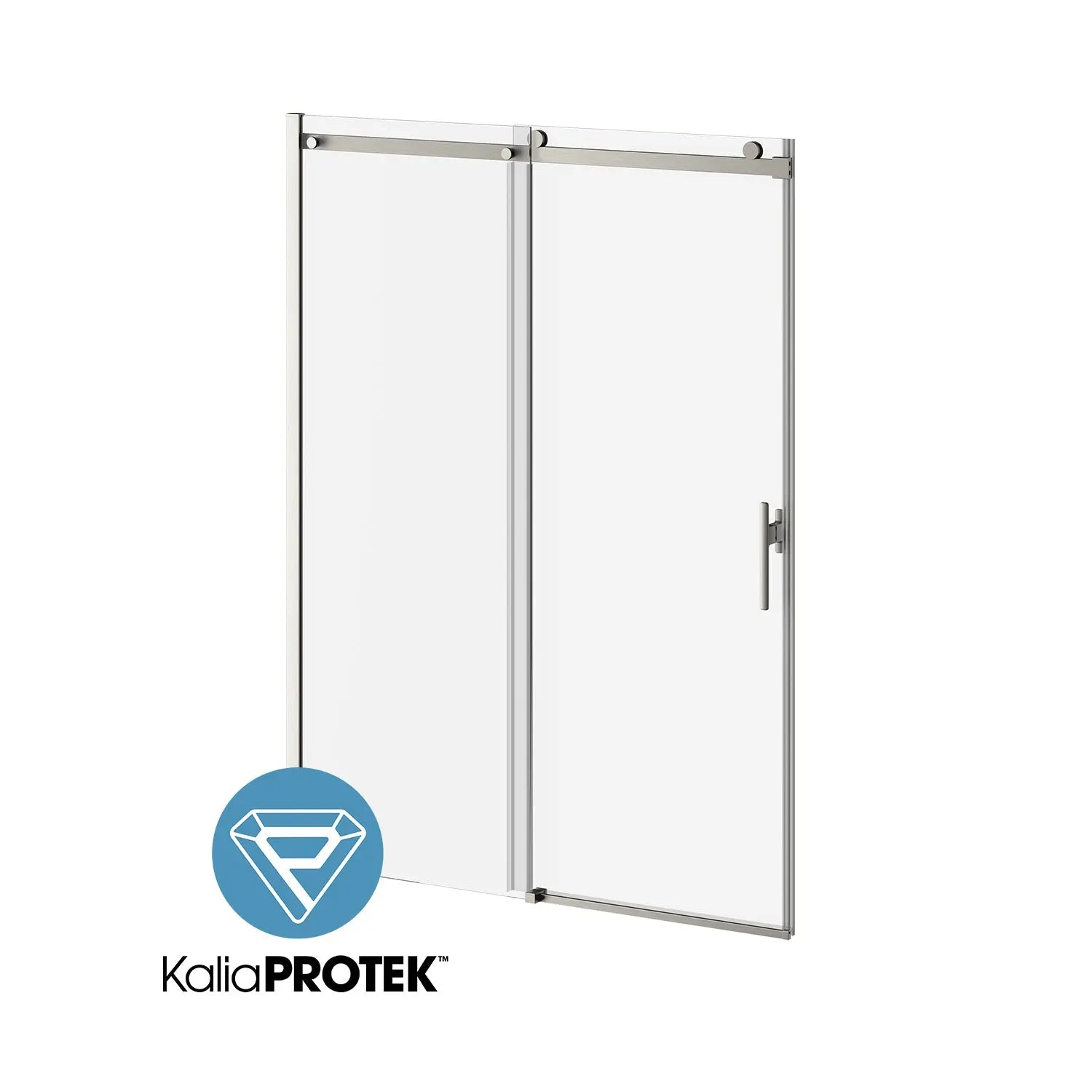 Kalia KONCEPT EVO with KaliaProtek60''x77'' Sliding Shower Door Duraclean Glass with Film - Fixed Panel for Alcove Installation (Reversible) Brushed Nickel DR2056-120-005 - Plumbing Market