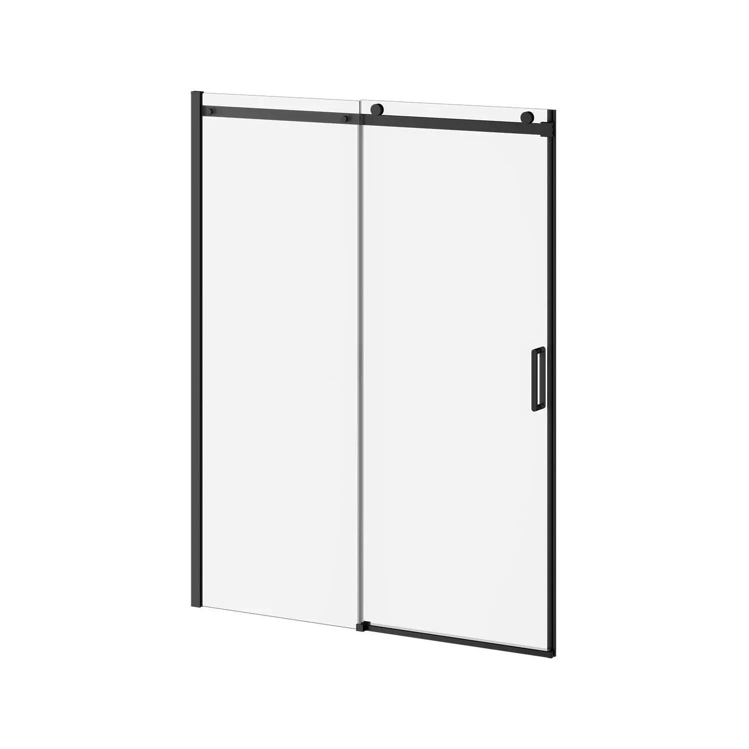 Kalia KONCEPT-II 60''x77'' Alcove Sliding Shower Door with Fixed and Mobile Panel (Reversible) Matte Black Clear Glass DR1736-160-000 - Plumbing Market