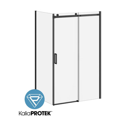 Kalia KONCEPT-II with KaliaProtek 36''x77'' Return Panel (Left Opening) Matte Black Clear Glass With Film DR2040-160-004 - Plumbing Market