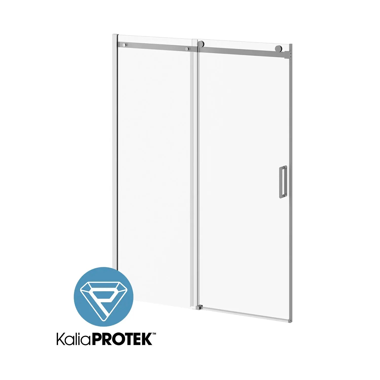 Kalia KONCEPT-II with KaliaProtek 60''x77'' Alcove Sliding Shower Door with Fixed and Mobile Panel (Right Opening) Chrome Clear Glass With Film DR2035-110-004 - Plumbing Market