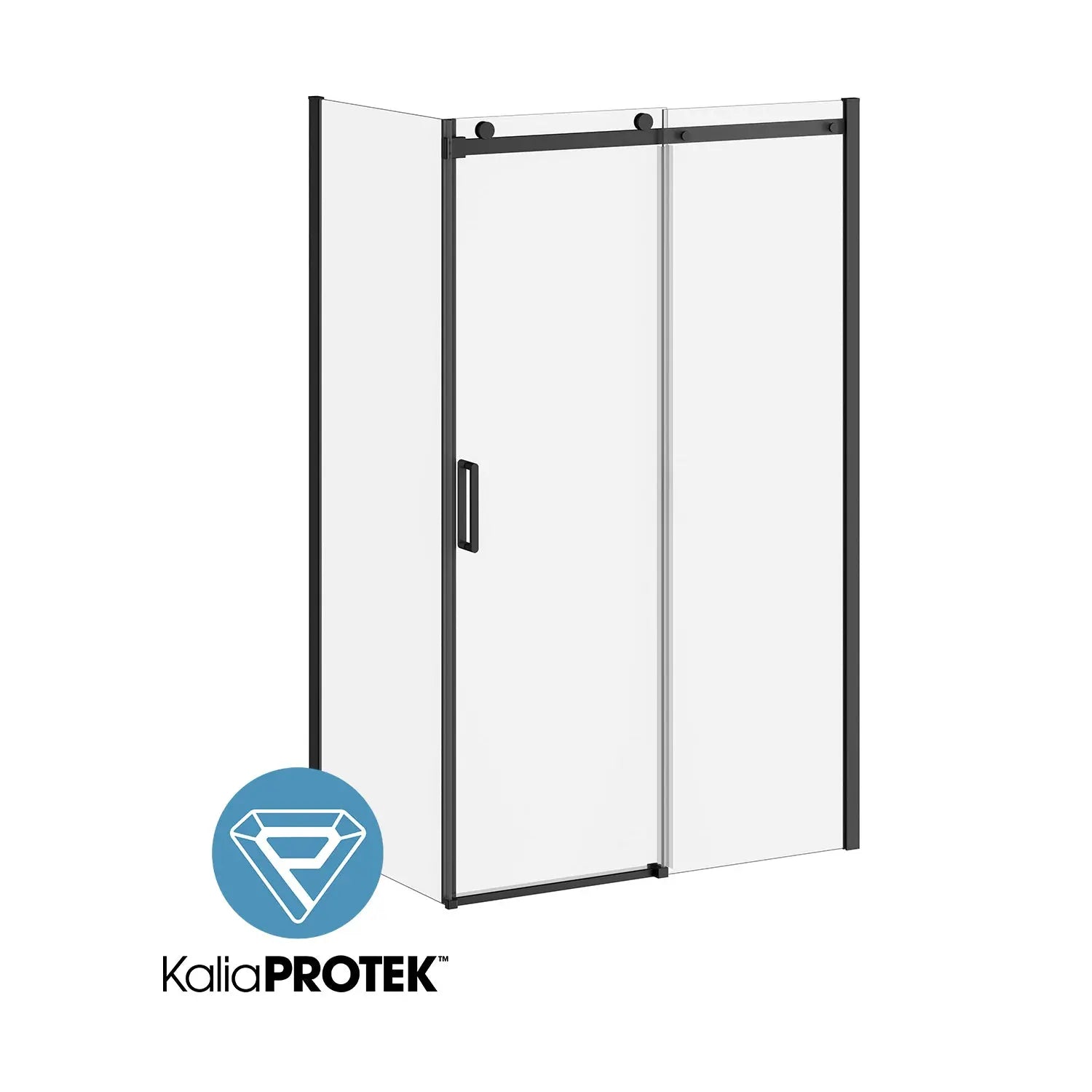 Kalia KONCEPT-II with KaliaProtek32''x77'' Return Panel (Left Opening) Matte Black Clear Glass With Film DR2042-160-004 - Plumbing Market