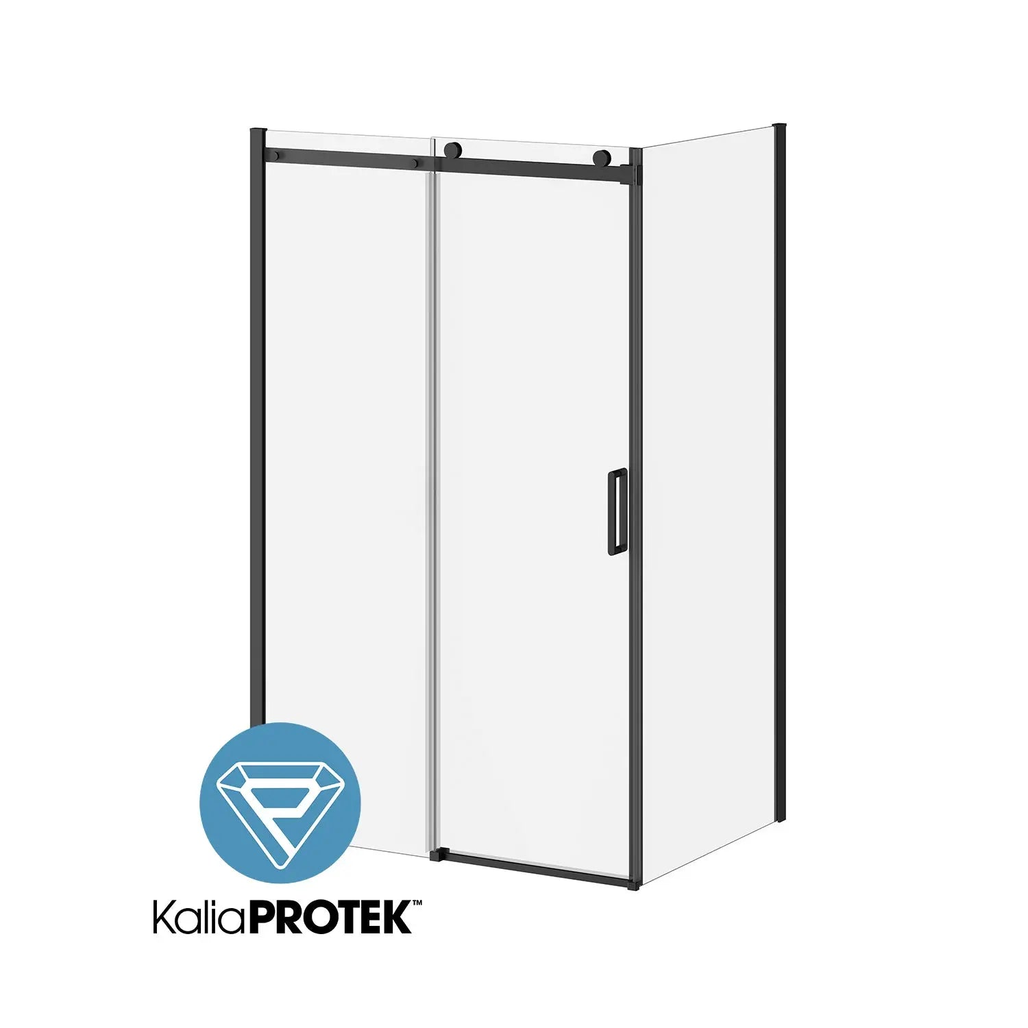 Kalia KONCEPT-II with KaliaProtek36''x77'' Return Panel (Right Opening) Matte Black Clear Glass With Film DR2041-160-004 - Plumbing Market