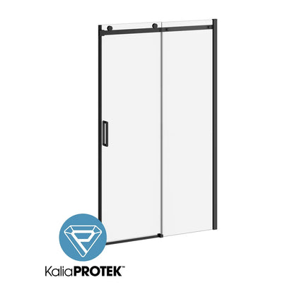 Kalia KONCEPT-II with KaliaProtek48''x77'' Alcove Sliding Shower Door with Fixed and Mobile Panel (Left Opening) Matte Black Clear Glass With Film DR2032-160-004 - Plumbing Market