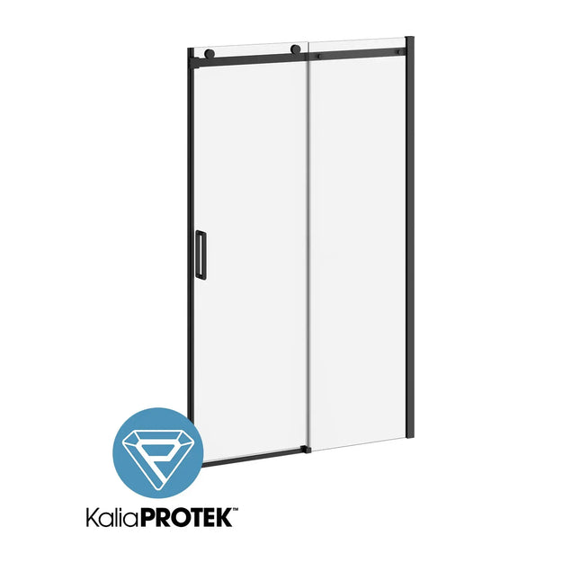 Kalia KONCEPT-II with KaliaProtek48''x77'' Alcove Sliding Shower Door with Fixed and Mobile Panel (Left Opening) Matte Black Clear Glass With Film DR2032-160-004 - Plumbing Market