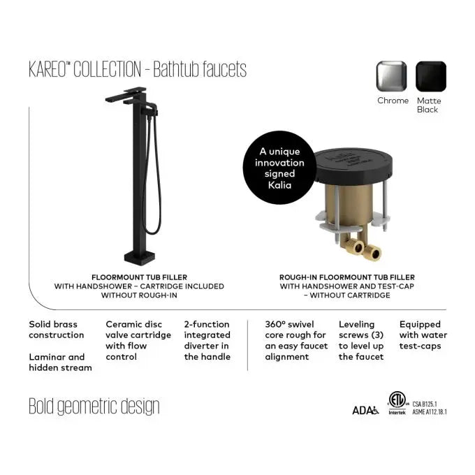 Kalia Kareo Free Standing Bathtub Filler Faucet With Hand Shower - Plumbing Market