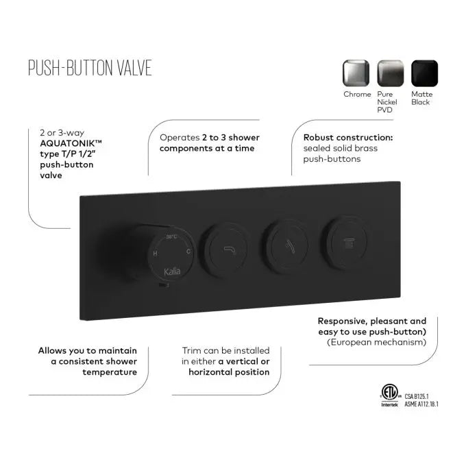 Kalia Kareo TB3 Aquatonik Thermostatic Shower Faucet System - Plumbing Market