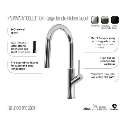 Kalia Karismatik Single Handle Kitchen Faucet Pull Down Dual Spray - Plumbing Market