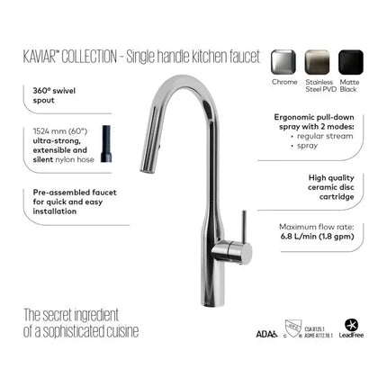 Kalia Kaviar Single Handle Kitchen Faucet Pull Down Dual Spray - Plumbing Market