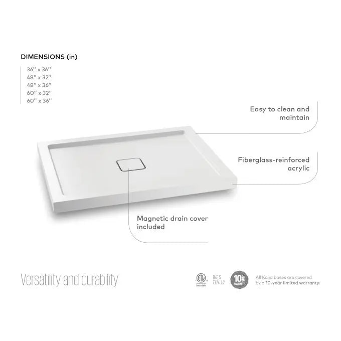 Kalia Kover Rectangular Acrylic Shower Base With Tiling Flange - Plumbing Market