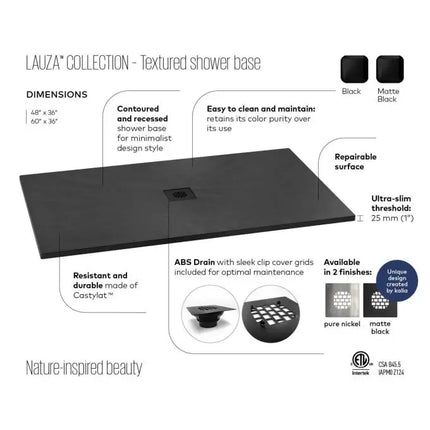 Kalia Lauza 48x36 Rectangular Shower Base Flange Included - Plumbing Market