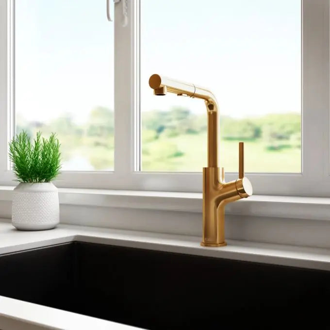 Kalia Masimo Surfer Single Handle Kitchen Faucet Pull Out Dual Spray - Plumbing Market