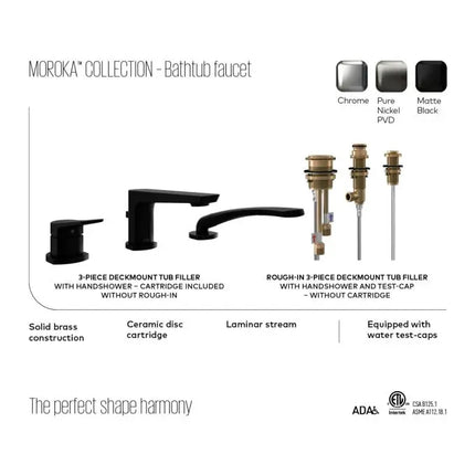 Kalia Moroka 3 Piece Deck Mount Bathtub Faucet With Hand Shower - Plumbing Market