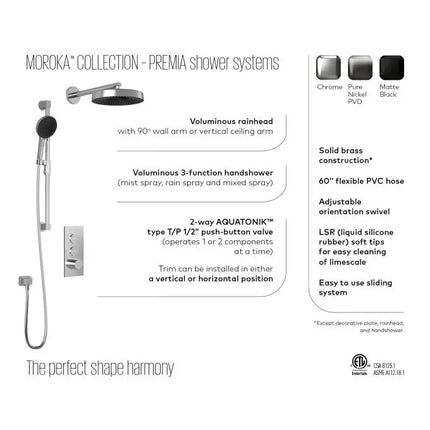 Kalia Moroka TB2 Shower Faucet With Hand Shower Push Button Valves - Plumbing Market