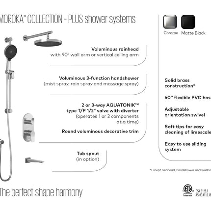 Kalia Moroka TD2 Aquatonik T/P With Diverter Shower Faucet Kit - Plumbing Market
