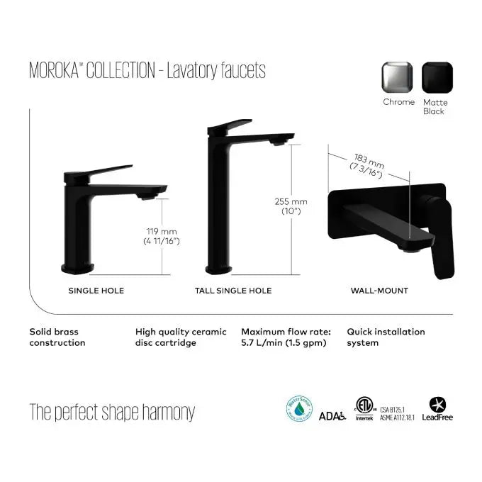 Kalia Moroka Wall Mount Bathroom Sink Faucet With Drain and Overflow - Plumbing Market