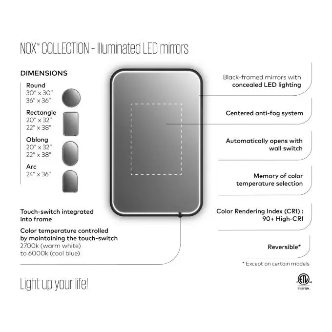 Kalia Nox Led-Illuminated Framed Bathroom Mirror 20" x 32" - Plumbing Market