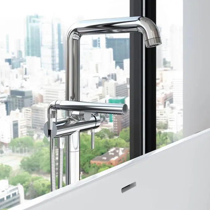 Kalia Preciso Free Standing Bathtub Filler Faucet With Hand Shower - Plumbing Market
