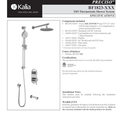 Kalia Preciso TD3 Aquatonik With Diverter Shower Faucet System - Plumbing Market