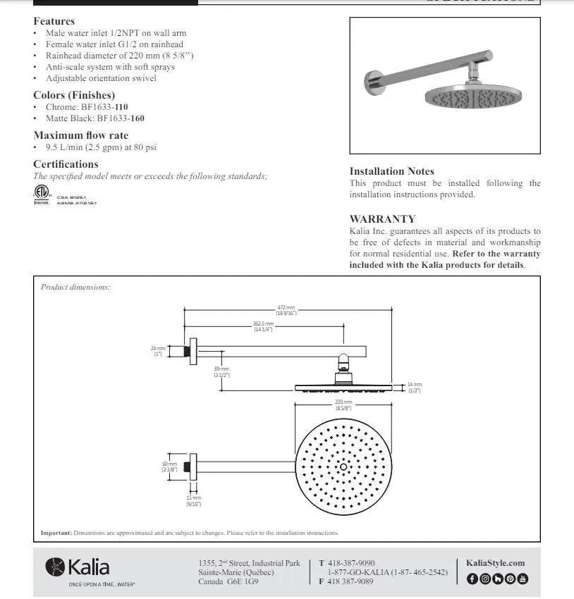 Kalia Preciso TD3 Aquatonik With Diverter Shower Faucet System - Plumbing Market