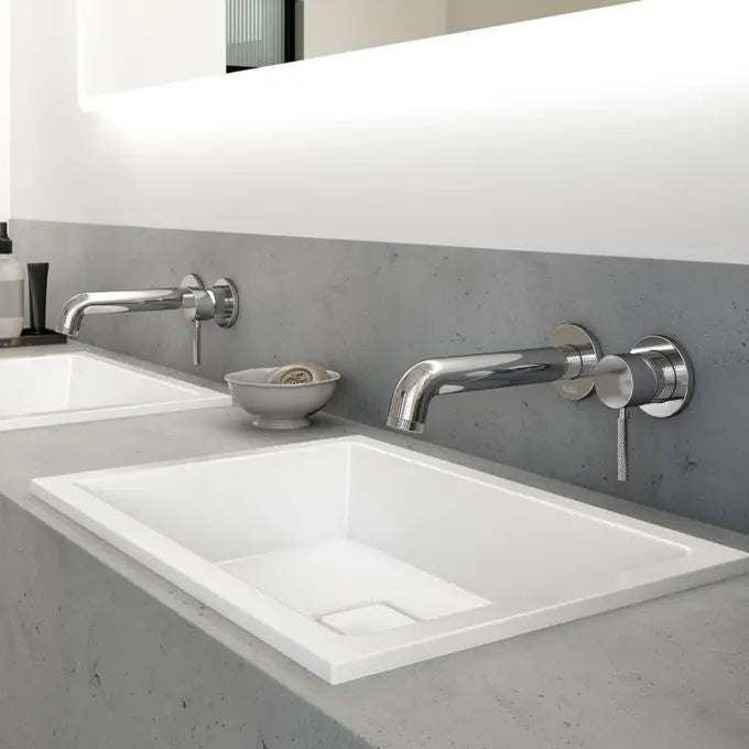 Kalia Preciso Wall Mount Bathroom Sink Faucet With Push Drain - Plumbing Market