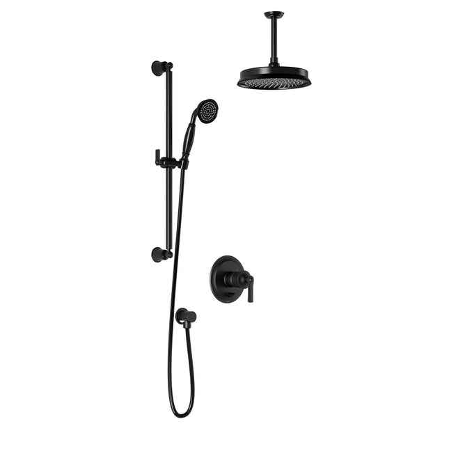 Kalia RUSTIK PB4 (Valve Not Included) : Pressure Balance Shower System Vertical Ceiling Arm Black BF1517-165-001 - Plumbing Market