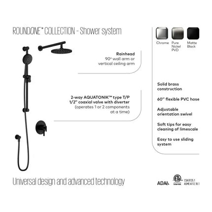 Kalia RoundOne Aquatonik Coaxial Shower Faucet System W Hand Shower - Plumbing Market