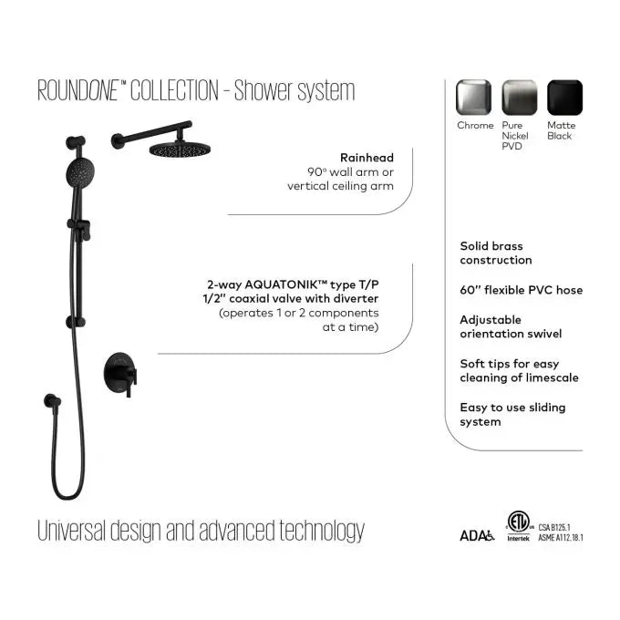 Kalia RoundOne Aquatonik Coaxial Shower Faucet System W Hand Shower - Plumbing Market