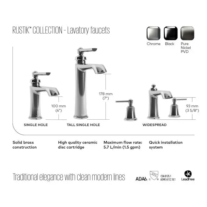 Kalia Rustik Single Hole Tall Bathroom Sink Vessel Faucet - Plumbing Market