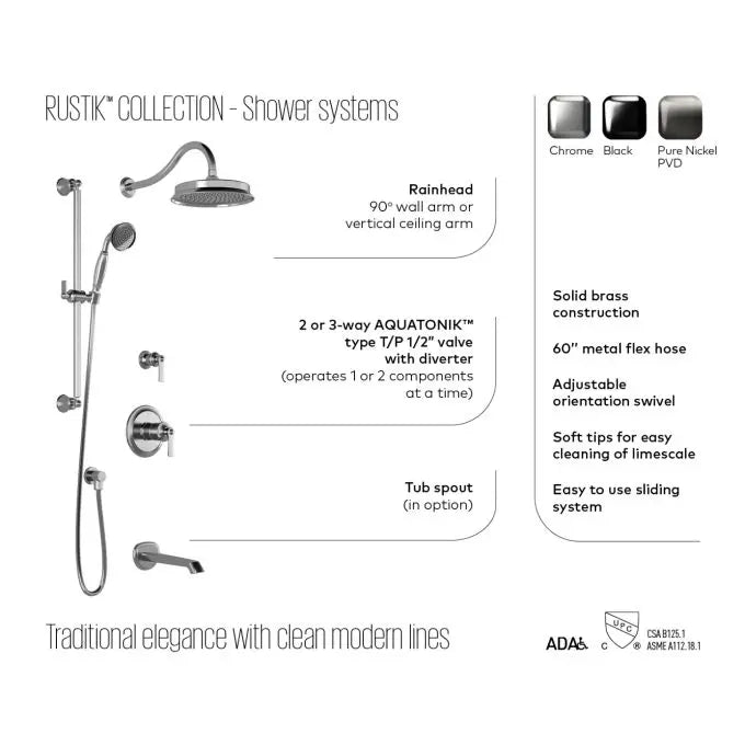 Kalia Rustik TD2 Aquatonik Shower Faucet System With Hand Shower - Plumbing Market