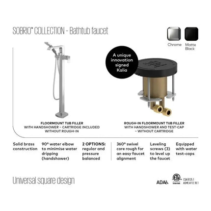 Kalia Sobrio Pressure Balanced Free Standing Bathtub Filler Tap Trim - Plumbing Market