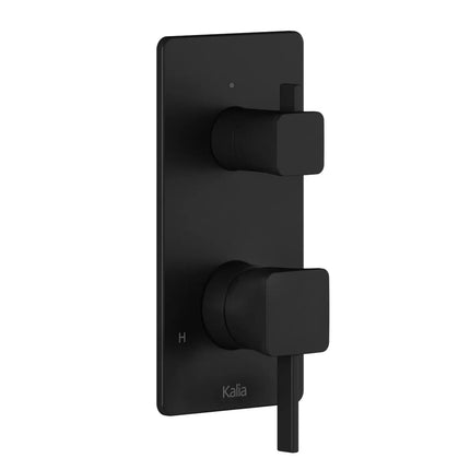Kalia Square Decorative Trim for ½'' Pressure Balance With Volume Control Valve and 2-Way Diverter - Cartridge Included Matte Black 104851-160 - Plumbing Market