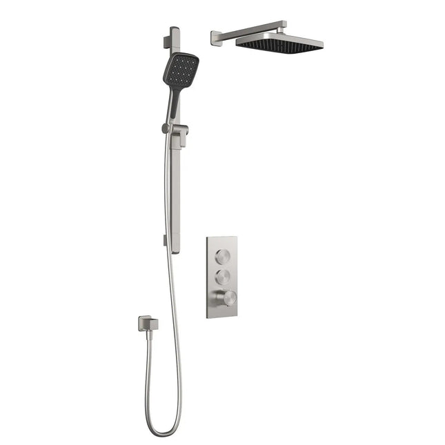 Kalia SquareOne TB2 PLUS (Valve Not Included) : AQUATONIK T/P Push-Button Shower System with Wallarm Pure Nickel - Plumbing Market