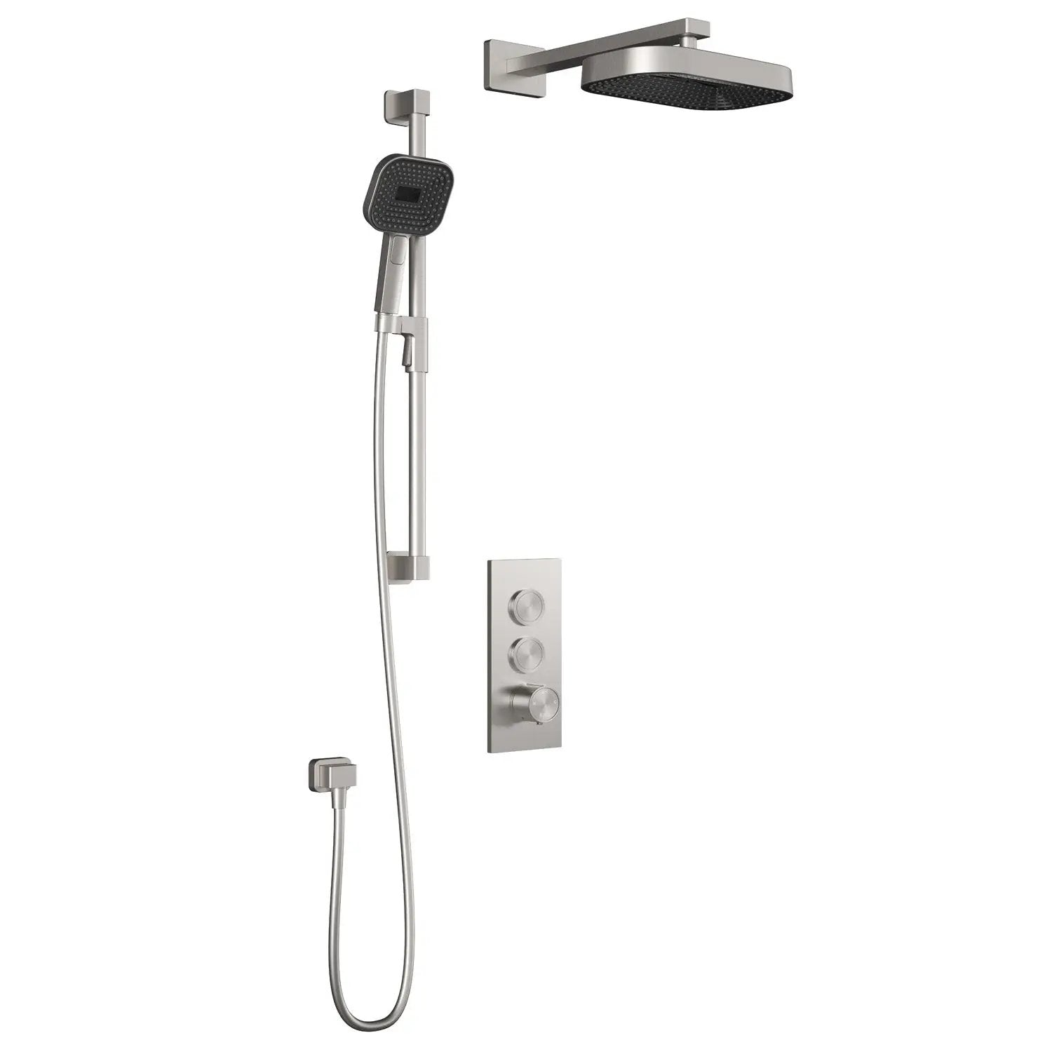 Kalia SquareOne  TB2 PREMIA (Valve Not Included) : AQUATONIK T/P Push-Button Shower System with Wallarm Pure Nickel - Plumbing Market