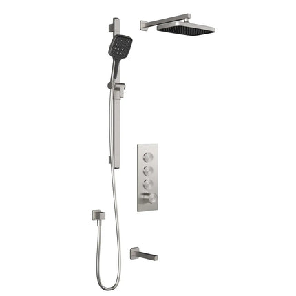 Kalia SquareOne TB3 PLUS : AQUATONIK T/P Push-Button Shower System with Wallarm Pure Nickel - Plumbing Market