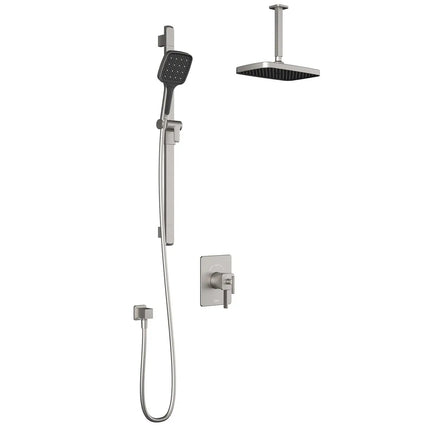 Kalia SquareOne TCD1 PLUS : AQUATONIK T/P Coaxial Shower System with Vertical Ceiling Arm Pure Nickel - Plumbing Market
