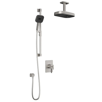 Kalia SquareOne TCD1 PREMIA : AQUATONIK T/P Coaxial Shower System with Vertical Ceiling Arm Pure Nickel - Plumbing Market