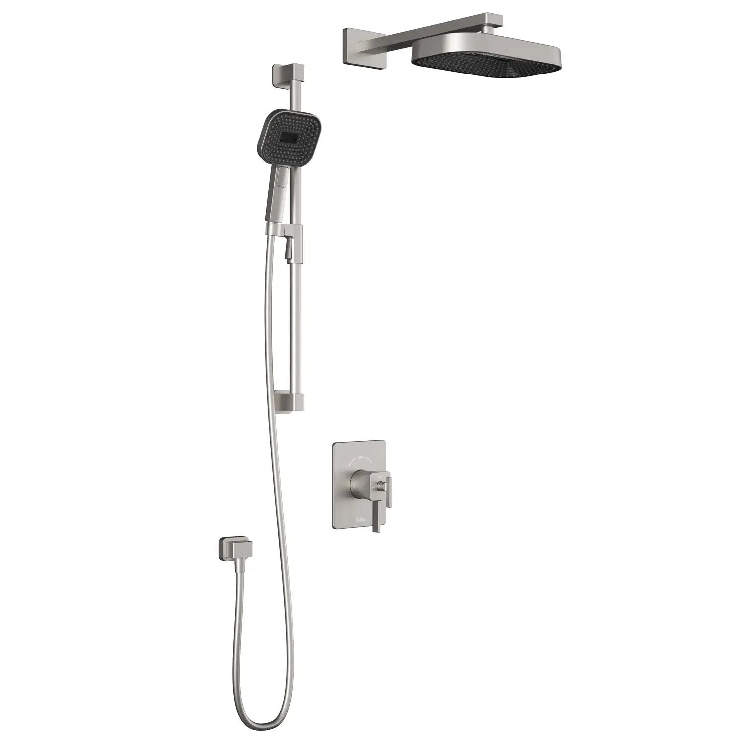 Kalia SquareOne TCD1 PREMIA : AQUATONIK T/P Coaxial Shower System with Wallarm Pure Nickel - Plumbing Market