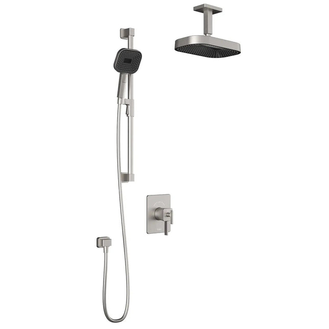 Kalia SquareOne TCD1 PREMIA (Valve Not Included) : AQUATONIK T/P Coaxial Shower System with Vertical Ceiling Arm Pure Nickel - Plumbing Market