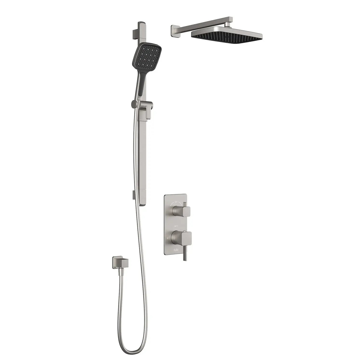 Kalia SquareOne TD2 PLUS (Valve Not Included) : AQUATONIK T/P with Diverter Shower System with Wallarm Pure Nickel - Plumbing Market