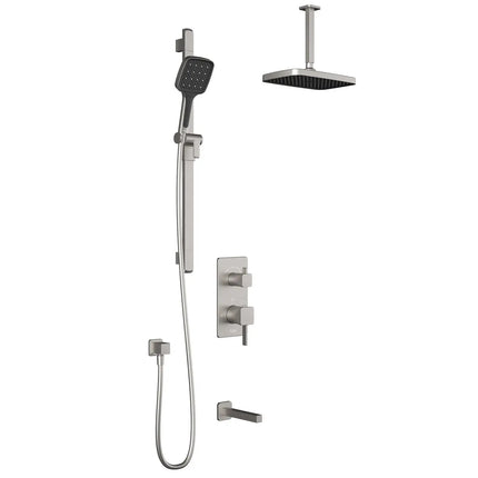 Kalia SquareOne TD3 PLUS (Valve Not Included) : AQUATONIK T/P with Diverter Shower System with Vertical Ceiling Arm Pure Nickel - Plumbing Market