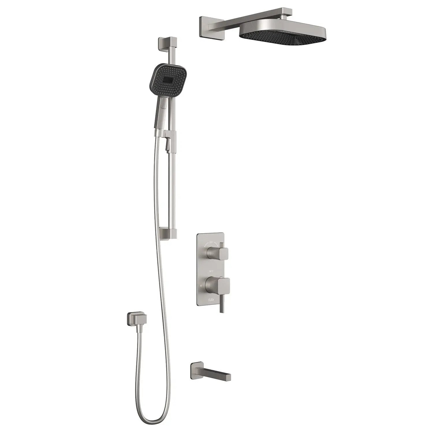 Kalia SquareOne TD3 PREMIA : AQUATONIK T/P with Diverter Shower System with Wallarm Pure Nickel - Plumbing Market