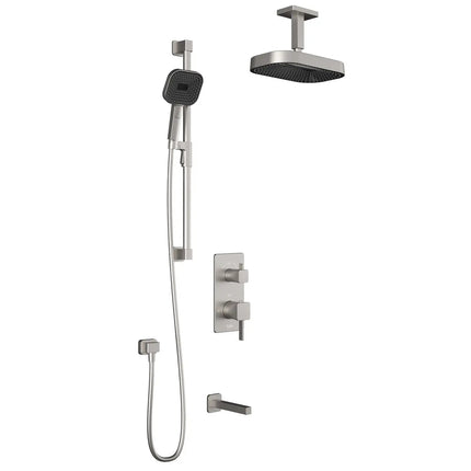 Kalia SquareOne TD3 PREMIA (Valve Not Included) : AQUATONIK T/P with Diverter Shower System with Vertical Ceiling Arm Pure Nickel - Plumbing Market