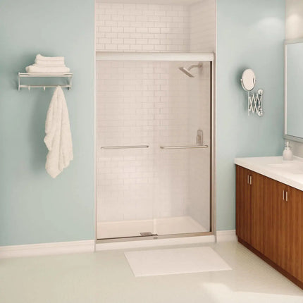 Kameleon 43-47 x 71 in. 8 mm Bypass Shower Door for Alcove Installation with Clear glass in Brushed Nickel - Plumbing Market