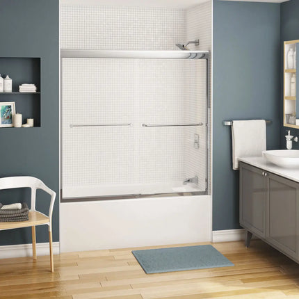 Kameleon 51-55 x 57 in. 6 mm Bypass Tub Door for Alcove Installation with Clear glass in Chrome - Plumbing Market