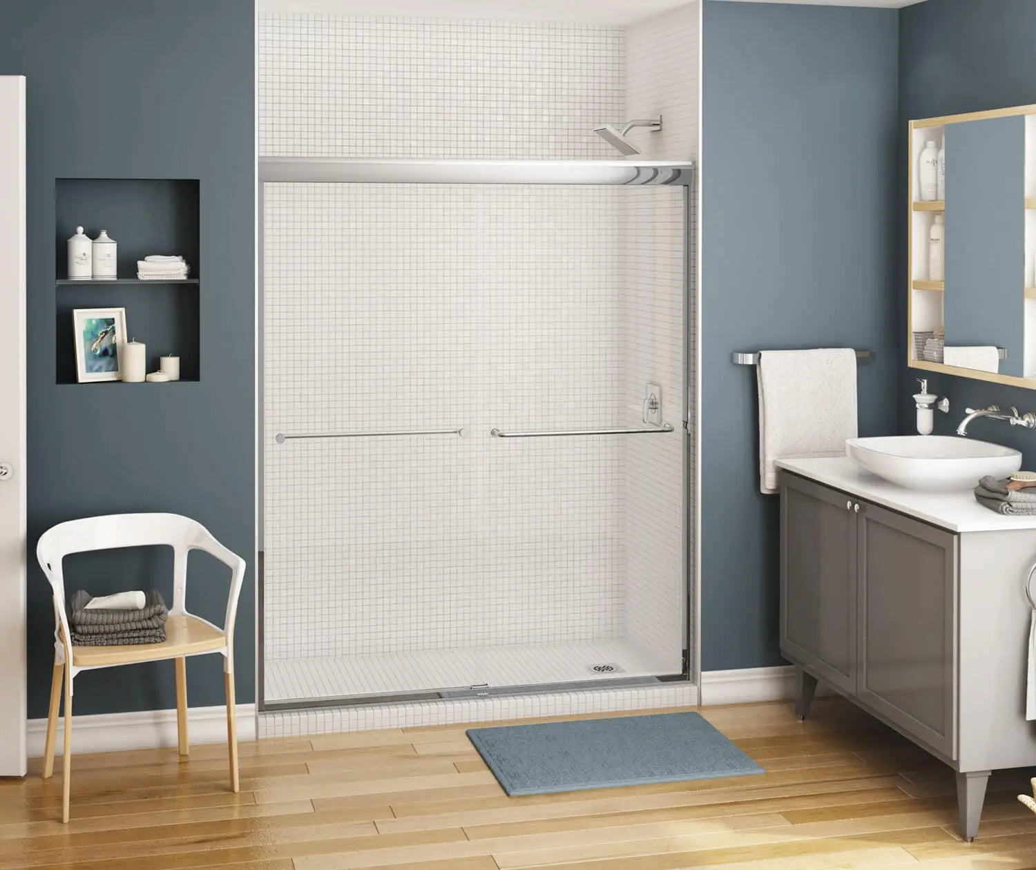 Kameleon 55-59 x 71 in. 6 mm Bypass Shower Door for Alcove Installation with Clear glass in Chrome - Plumbing Market