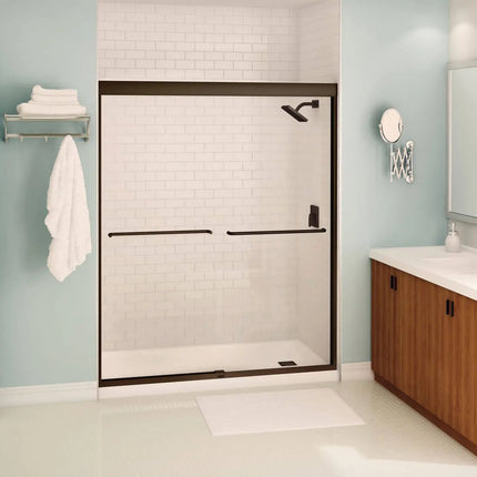 Kameleon 55-59 x 71 in. 6 mm Bypass Shower Door for Alcove Installation with Clear glass in Dark Bronze - Plumbing Market