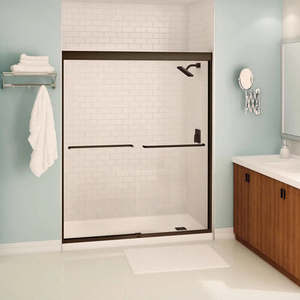 Kameleon 55-59 x 71 in. 6 mm Bypass Shower Door for Alcove Installation with Clear glass in Dark Bronze - Plumbing Market