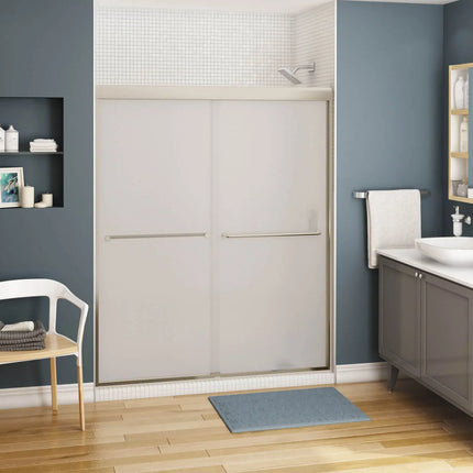 Kameleon 55-59 x 71 in. 6 mm Bypass Shower Door for Alcove Installation with Frosted glass in Brushed Nickel - Plumbing Market