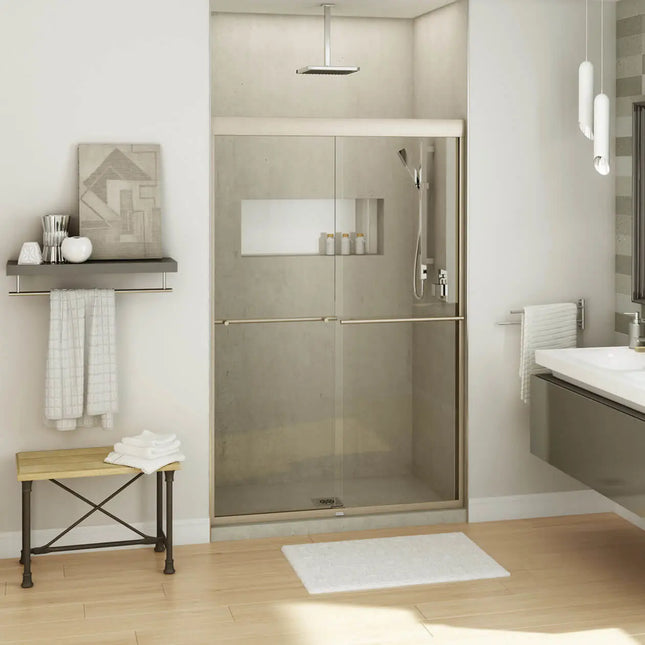Kameleon SC 43-47 x 71 in. 6 mm Bypass Shower Door for Alcove Installation with Clear glass in Brushed Nickel - Plumbing Market