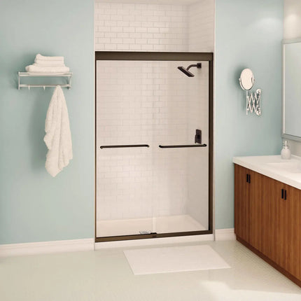 Kameleon SC 43-47 x 71 in. 6 mm Bypass Shower Door for Alcove Installation with Clear glass in Dark Bronze - Plumbing Market